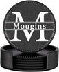 Personalized Coasters, Custom Set of 6 Leather Coaster by Mougins