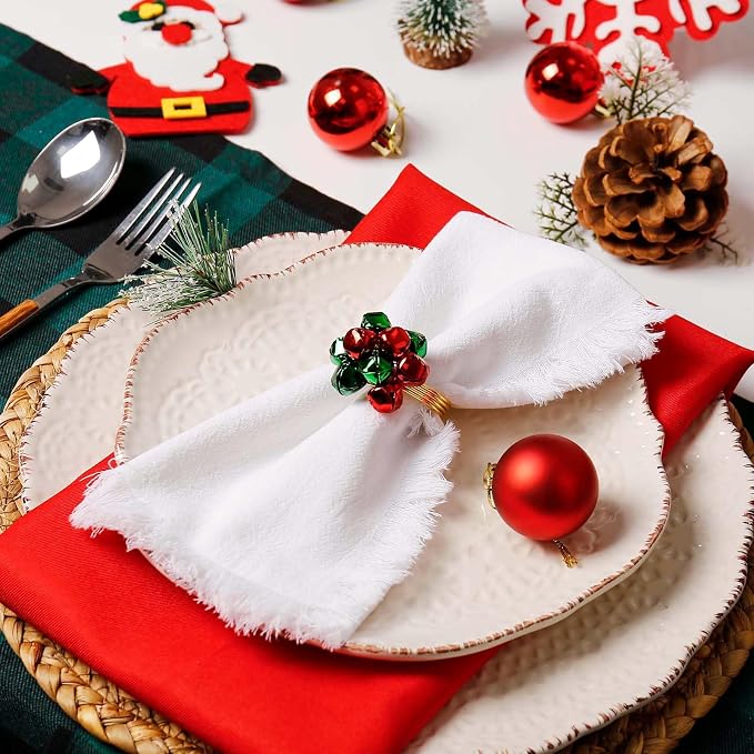 wonlex Christmas Bell Napkin Rings Set of 6, Jingle Bells Napkin Ring Buckle - Image 5