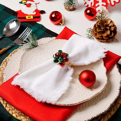 wonlex Christmas Bell Napkin Rings Set of 6, Jingle Bells Napkin Ring Buckle - Image 5