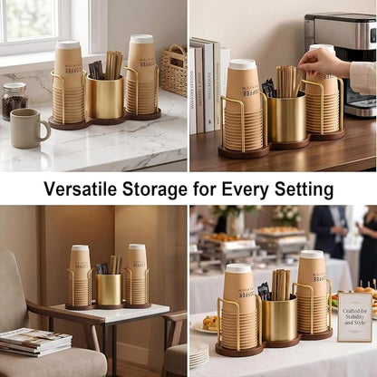 Coffee Station Organizer with Straw & Stirrer Storage Caddy - Image 6