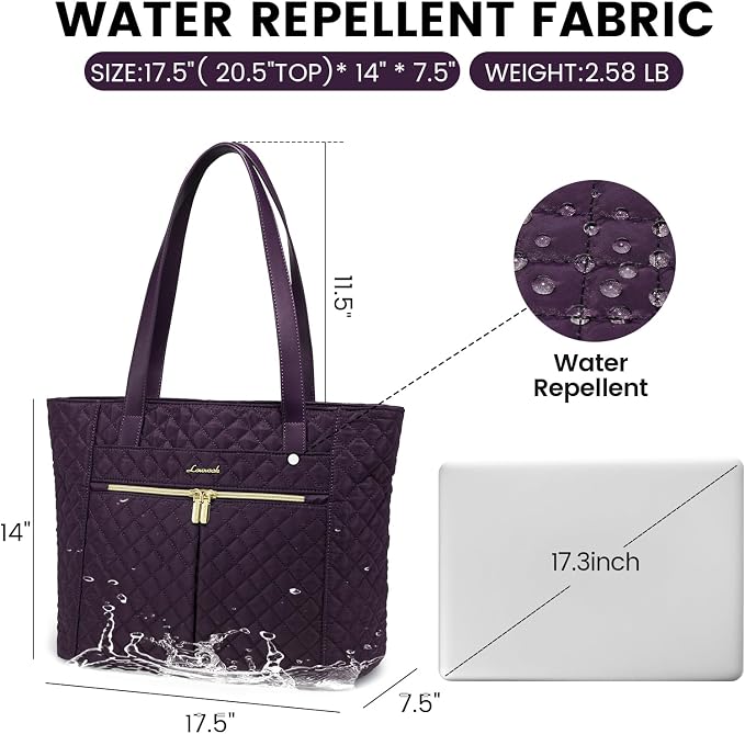 LOVEVOOK Laptop Bag for Women 17 inch, Diamond Quilted Work Tote Bags Womens - Image 4