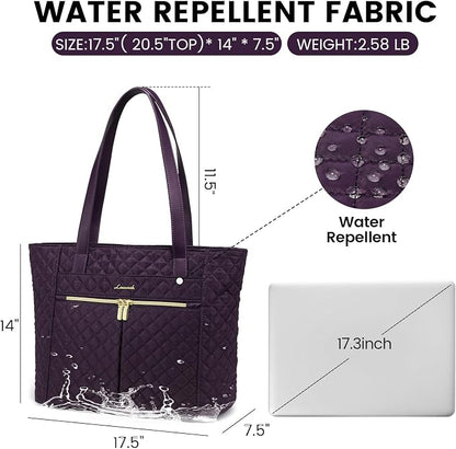 LOVEVOOK Laptop Bag for Women 17 inch, Diamond Quilted Work Tote Bags Womens - Image 4