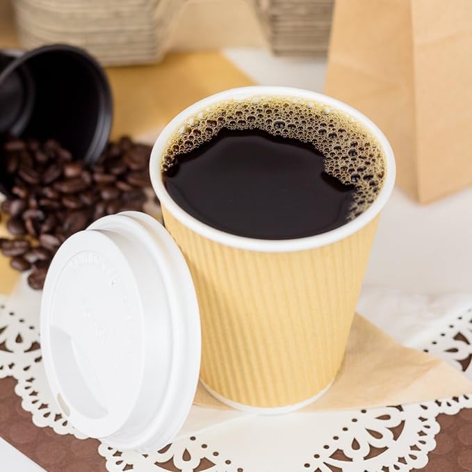 Karat 12 oz Ripple Insulated Coffee Cup Disposable Paper Hot Cup, Sturdy & Leak - Image 2