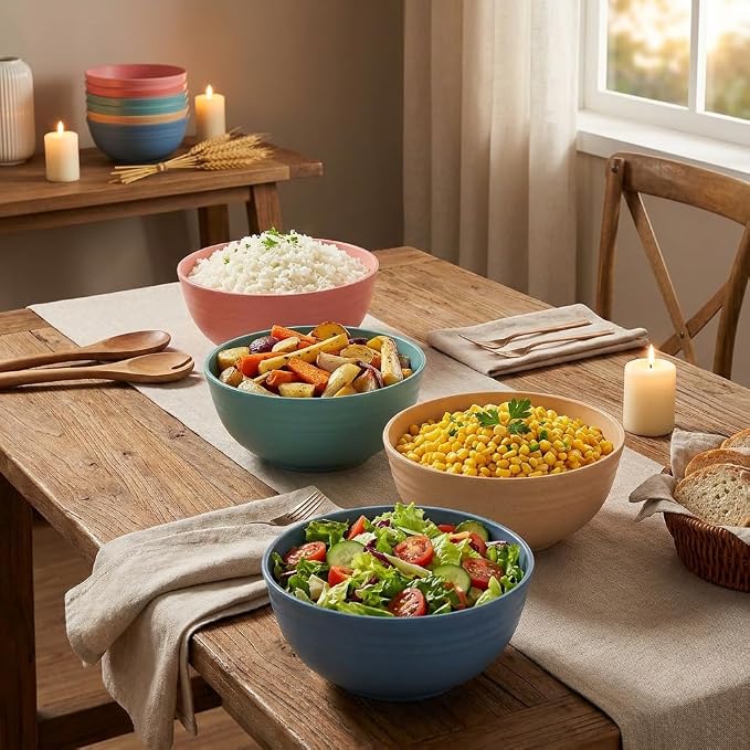 MONGSEW Unbreakable Wheat Straw Cereal Bowls, Microwave & Dishwasher Safe - Image 5