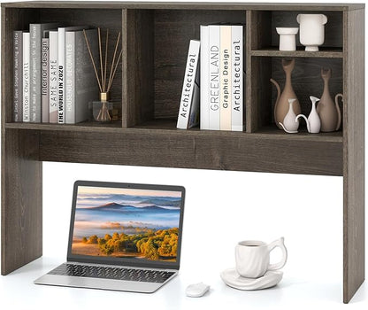Tangkula Desktop Bookshelf, Countertop Storage Hutch with 4 Shelves for Computer Desk, Desktop 2-Tier Display Rack, Multipurpose Wood Desk Hutch Storage Organizer for Dorm Office Home