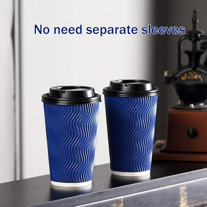 Disposable Coffee Cups with Lids and Straws - 16 oz Togo Hot Paper Coffee Cup - Image 5