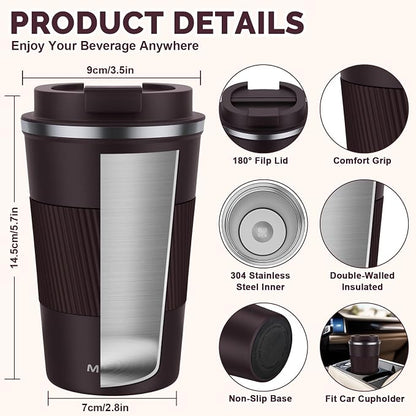 MOMSIV 12oz Travel Coffee Mug, Insulated Coffee Cups - Image 2