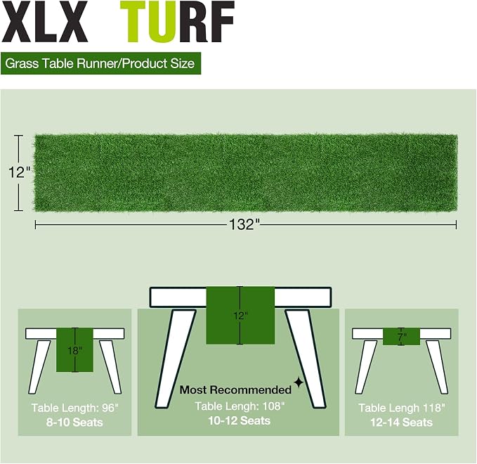 XLX TURF Green Artificial Grass Table Runner 12x132 Golf Party Decorations | - Image 2
