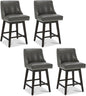 CHITA Counter Height Swivel Bar Stools Set of 4, FSC Certified Upholstered Counter Stools, Modern Swivel Barstools with Wood Legs for Kitchen Island, 26" Seat Height, Faux Leather in Retro Grey
