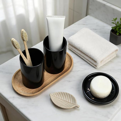 Gaolinci 2 Pcs Simple Solid Color Ceramic Mouthwash Cups, Bathroom Brushing Cup - Image 5