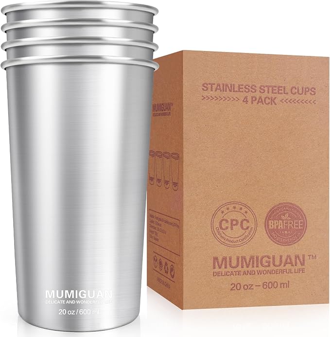 Stainless Steel Cups 20oz/600ml, Stainless Steel Pint Tumbler | Camping by MUMIGUAN