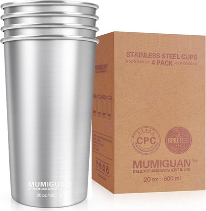 Stainless Steel Cups 20oz/600ml, Stainless Steel Pint Tumbler | Camping by MUMIGUAN
