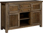 Signature Design by Ashley Moriville Vintage Casual Dining Room Buffet or Server with 4 Cabinets & Center Display Shelf, 2 Drawers, Wood, 56" Wide, Brown