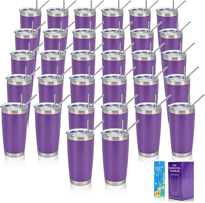 IEOVIEE 32 Pack 20oz Stainless Steel Insulated Bulk Tumblers by IEVOIEE