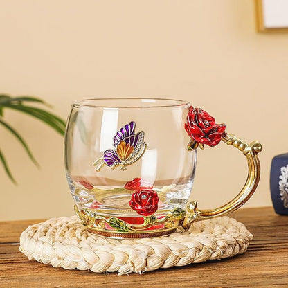 Glass Fancy Tea Cup Set Birthday Christmas Valentine's Day Gift Idea - Image 4