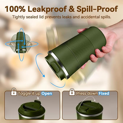12OZ Travel Coffee Mug Insulated Coffee Cup - Image 4