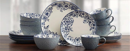 Pfaltzgraff Gabriela Blue 16-Piece Dinnerware Set, Service - Image 7