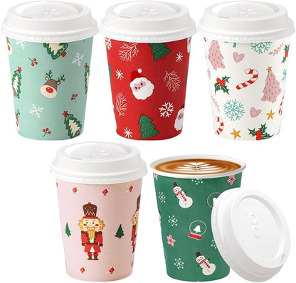 Fit Meal Prep 50 Pack 12 oz Christmas Disposable Paper Coffee Cups by FMPBRANDS