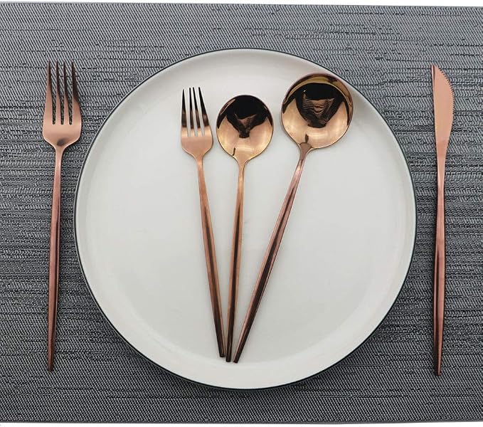Rose Gold Silverware Set, JASHII 20-Piece Stainless Steel Flatware Cutlery Set - Image 4