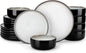 vancasso PLAYA Plates and Bowls Sets, 18 Pieces Beige Dinnerware Sets for Kitchen, Reactive Glaze Dishes Set for 6, Dishwasher and Microwave Safe