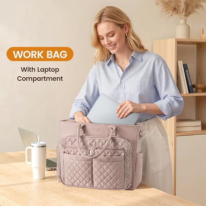LOVEVOOK Tote Bag for Women, Teacher Nurse Work Laptop Bag, Quilted Bible - Image 2