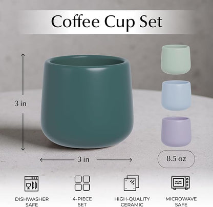 MIAMIO - Ceramic Cup Set of 4, Coffee Mugs - Nami | Coffee Cup Set / Ceramic - Image 3
