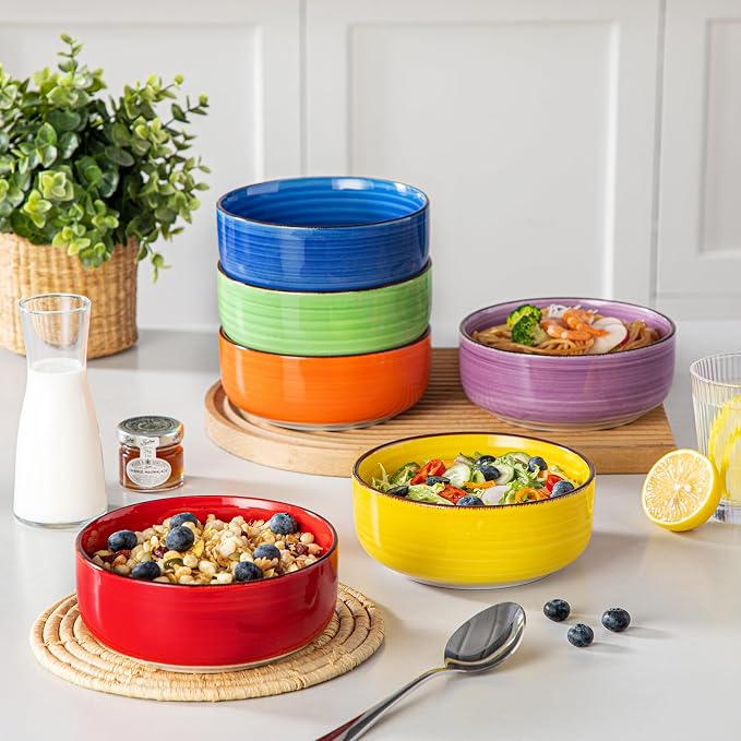 vancasso Bonita Cereal Bowls Set of 6, 24 OZ Ceramic Bowls - Image 7