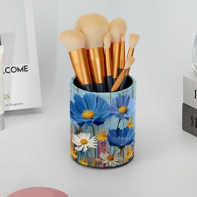 Rural Wooden Flowers Leather Pen Holder - Image 6