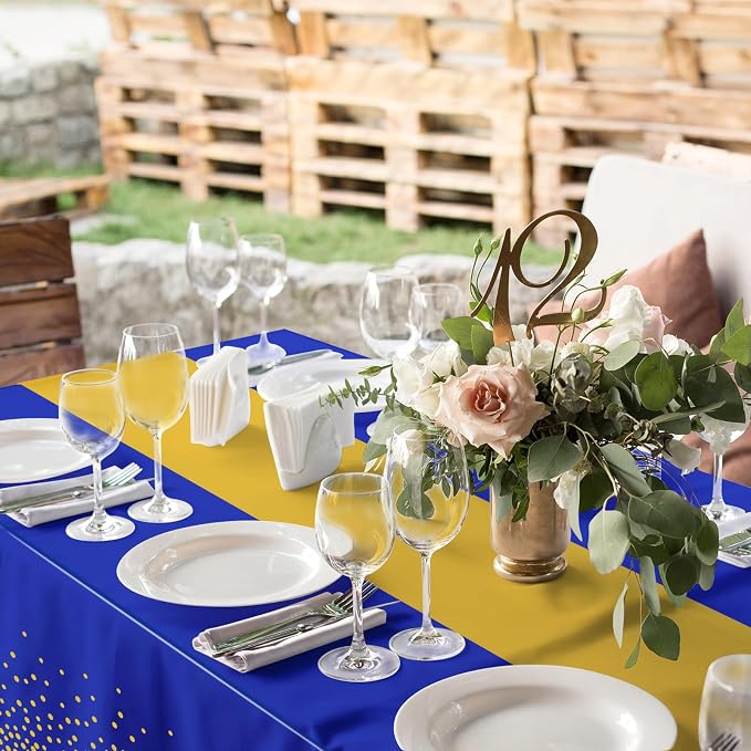 6Pcs Blue and Gold Tablecloth Party Decorations, Plastic Royal Blue Table Cloth - Image 5