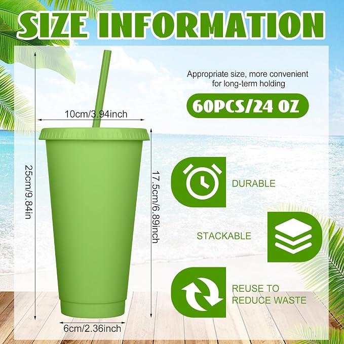 Honeydak 60 Pack Tumbler with Straw and Lid Bulk Cups - Image 4