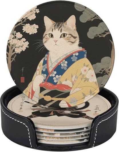 6 Pcs Japanese Cat Drink Coasters - Image 4