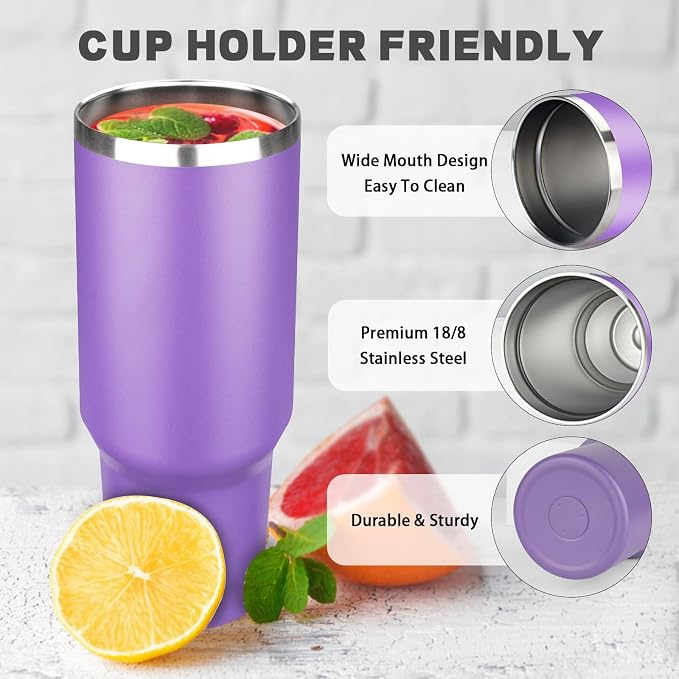 40 oz Tumbler with Lids and Straws, Stainless Steel Insulated Coffee Tumbler - Image 3