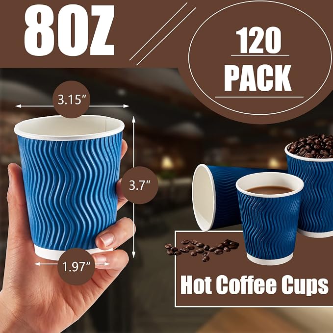 Lamosi 4 Pack 8oz Ripple Disposable Insulated Cups - Image 2