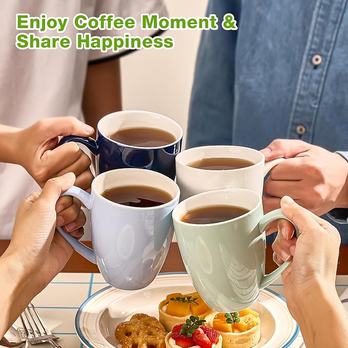 Porcelain Coffee Mugs Set of 6, 13 Ounce Coffee Cups - Image 5