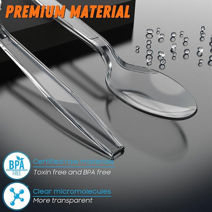 360pc 6.8" Clear Plastic Spoons Heavy Duty - Image 2