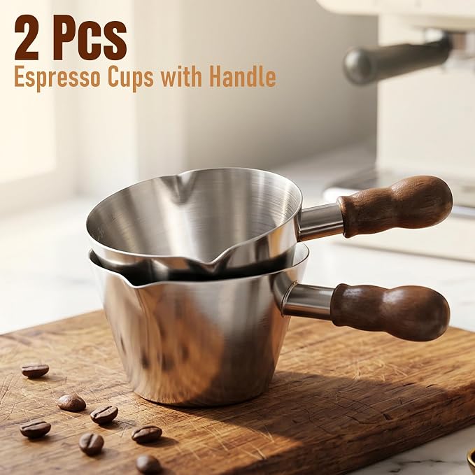 Baalaka 3.4oz Espresso Cups Set 2, Stainless Steel - Image 2