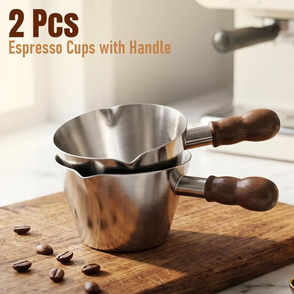 Baalaka 3.4oz Espresso Cups Set 2, Stainless Steel - Image 2