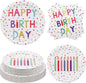 60PCS Birthday Plates and Napkins Set, Serve 20 | Rainbow Dot Party Supplies by BORAENDEY