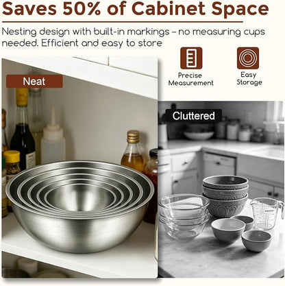Gronivex Stainless Steel Mixing Bowls Set, 5-Piece | Food-Grade Metal, - Image 6