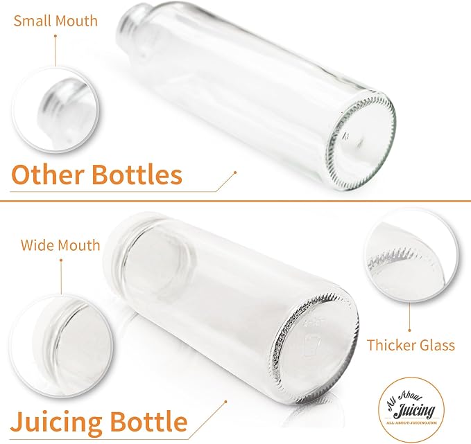 16oz Glass Juice Bottles with Lids, 6 Pack, Wide Mouth Reusable | Large Mouth - Image 7