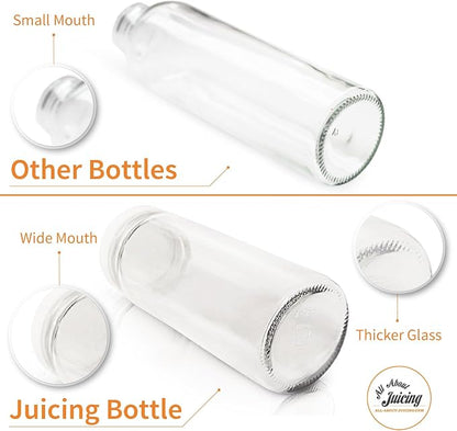 16oz Glass Juice Bottles with Lids, 6 Pack, Wide Mouth Reusable | Large Mouth - Image 7