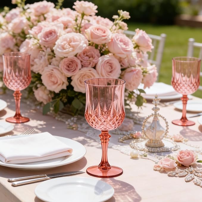 48Pack Plastic Wine Glasses, 7oz Vintage Goblets - Image 3
