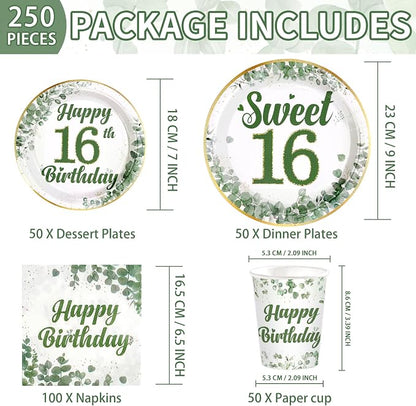 250 Pcs Sage Green Sweet 16 Party Decorations, Serves 50 | Sage Green 16th - Image 4