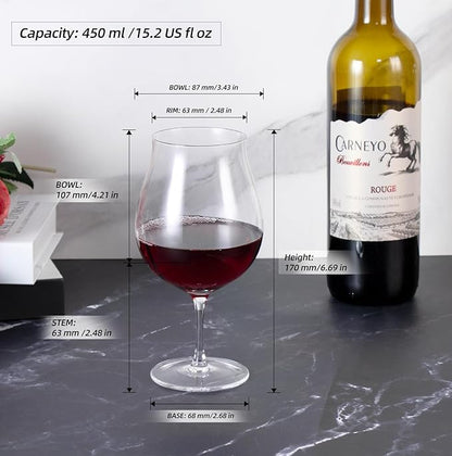KAMMAK Wine Glasses Set of 2, 27 oz Hand Blown Crystal Bordeaux Wine Glasses, Thin Rim & Long Stem, Perfect for Red & White, Daily Use, Wedding Anniversary or Birthday Gift with Gift Box, XY030