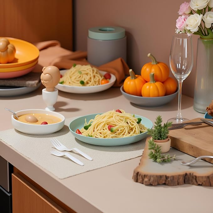 Luckore 10 Inch Wheat Straw Plates Deep Dinner Plates Set of 8 Unbreakable | - Image 9