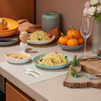 Luckore 10 Inch Wheat Straw Plates Deep Dinner Plates Set of 8 Unbreakable | - Image 9