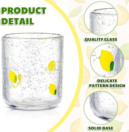 SiliFine 2 Pcs Lemon Icon Juice Glasses - 14oz Yellow Lemon Stemless Wine - Image 4