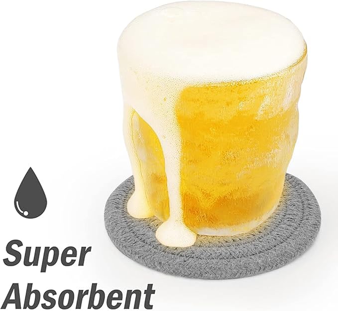 ABenkle Woven Coasters for Drinks Set of 6, Boho Absorbent Drinking Coaster - Image 3