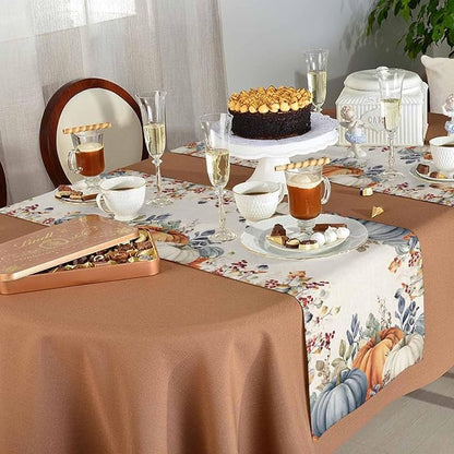 Fall Thanksgiving Table Runners 120 Inches Long, Cotton Linen Fabric Autumn - Image 5