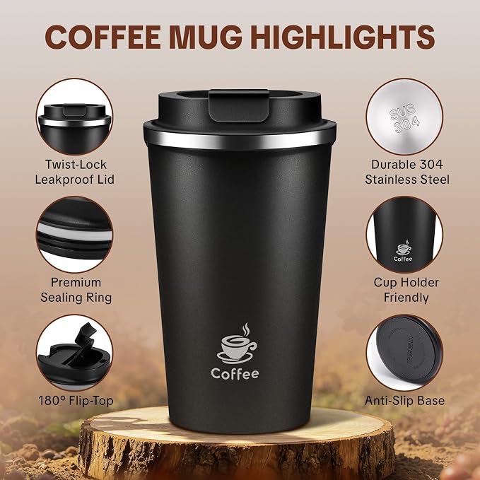 17oz Travel Coffee Mug, Leakproof Vacuum Coffee Cup Insulated Tumbler | 304 - Image 4